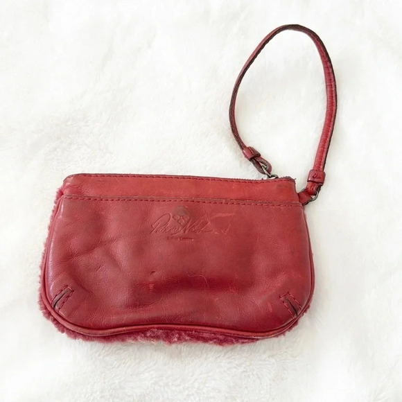 Patricia Nash Leather Sherpa Berry Red Wristlet wallet - Picture 4 of 6